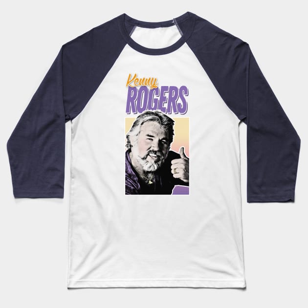 Vintage Style Kenny Rogers 80s Aesthetic Design Baseball T-Shirt by DankFutura